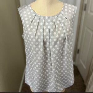 Merona Gray White Polka Dot Pleated Sleeveless Blouse Tank Top